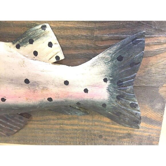 Vintage Nautical Rainbow Trout Fish Wall Hanging Art Handmade Wood Carved Art - Picture 5 of 6